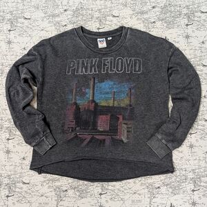 Junk Food Washed Black Pink Floyd Cropped Crewneck Sweatshirt Size Small